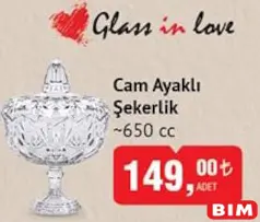 GLASS İN LOVE CAM AYAKLI ŞEKERLİK 650 CC